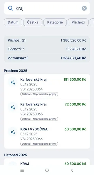 Platby od krajů